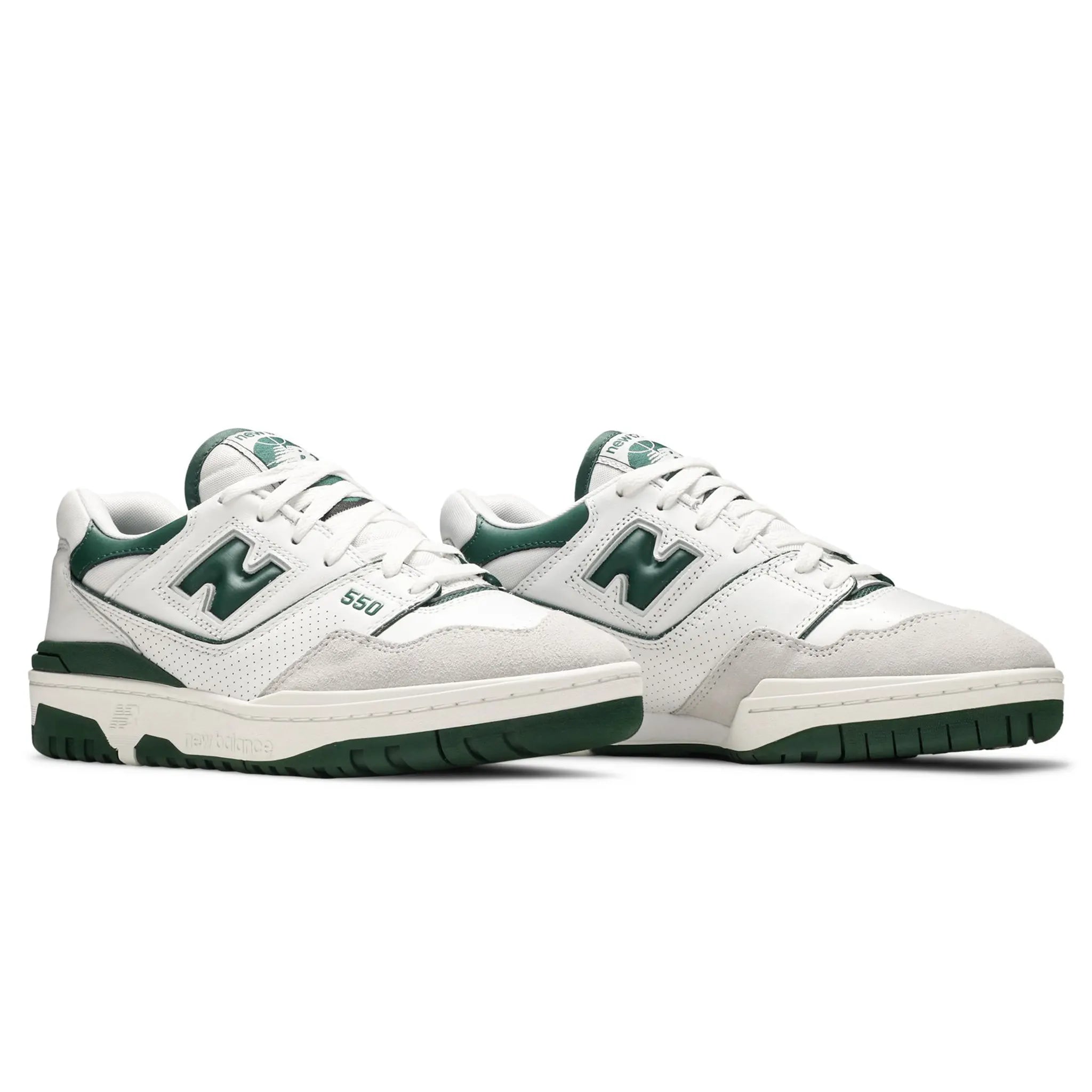 Front Side View of New Balance 550 White Green BB550WT1